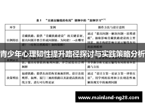 青少年心理韧性提升路径探讨与实践策略分析 青少年心理韧性提升路径探讨与实践策略分析